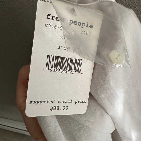 NWT Free People White Off Shoulder Flare Sleeve Button Down Top Small - Picture 10 of 16